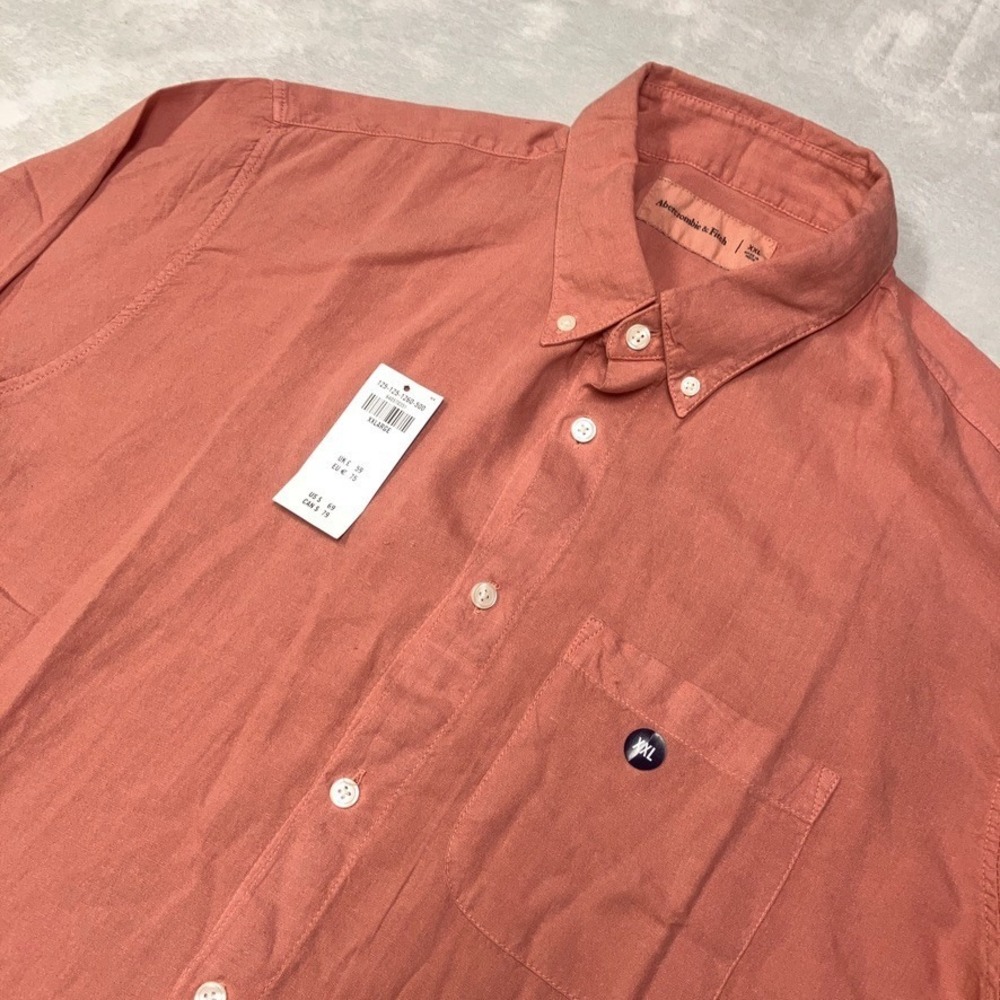 NWT Abercrombie &‎ Fitch Shirt Men's XXL Linen Blend Button Up Long Sleeve Beach